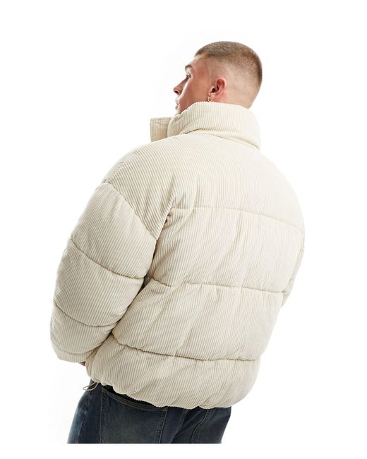 Bershka Natural Padded Cord Jacket for men