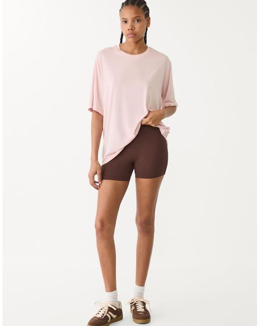 Stradivarius Pink Soft Touch Oversized T-Shirt