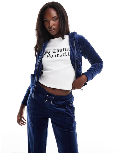Juicy Couture Velour Zip Through Hoodie in Blue Lyst UK