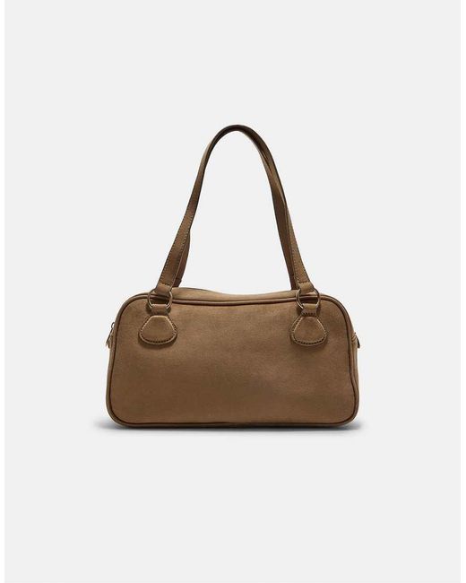 Stradivarius Bowlingtas Van Imitatiesuède Met Ringen in het Brown