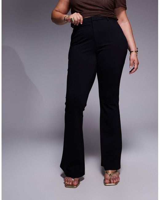 ASOS Blue Asos Design Curve Premium Ponte Flare Trouser With Tailored Waistband