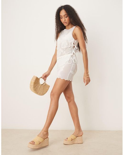 ASOS Natural Co-Ord Mesh Tie Side Mini Skirt