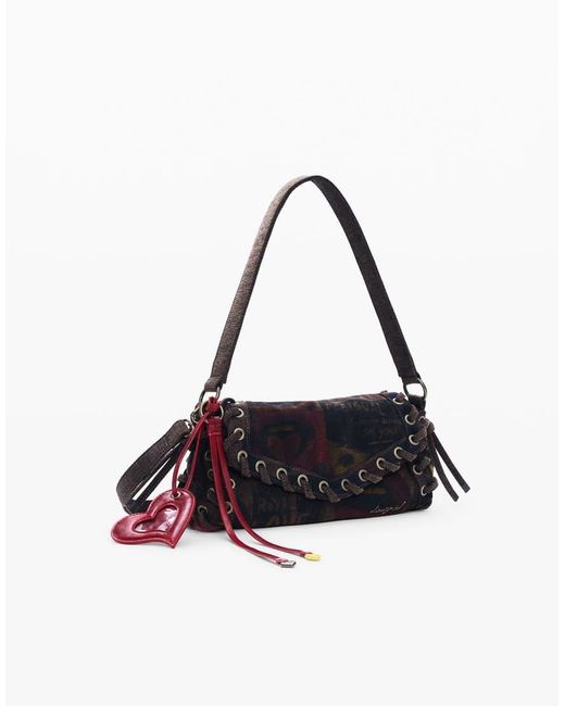 Desigual White Medium Graffiti Lips Bag