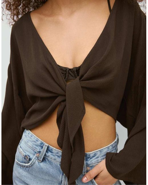 Stradivarius Blue Flowing Open Blouse