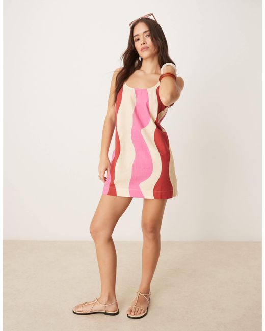 ASOS Pink – minikleid aus baumwoll-leinen