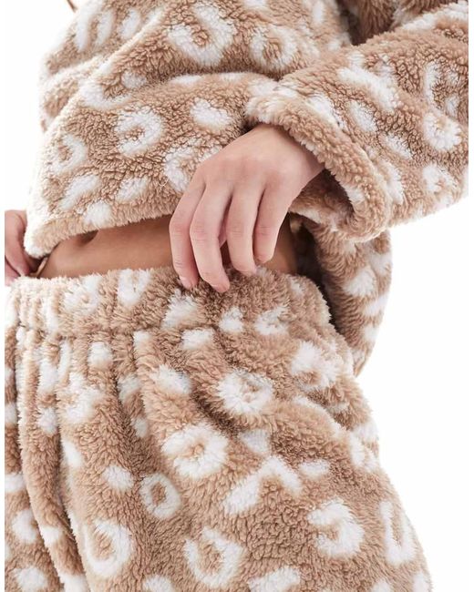 Pijama Color Topo De Sherpa Suave De -Marrón Loungeable de color Natural