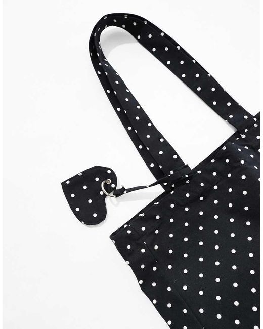 Bershka White Polka Dot Oversized Tote Bag
