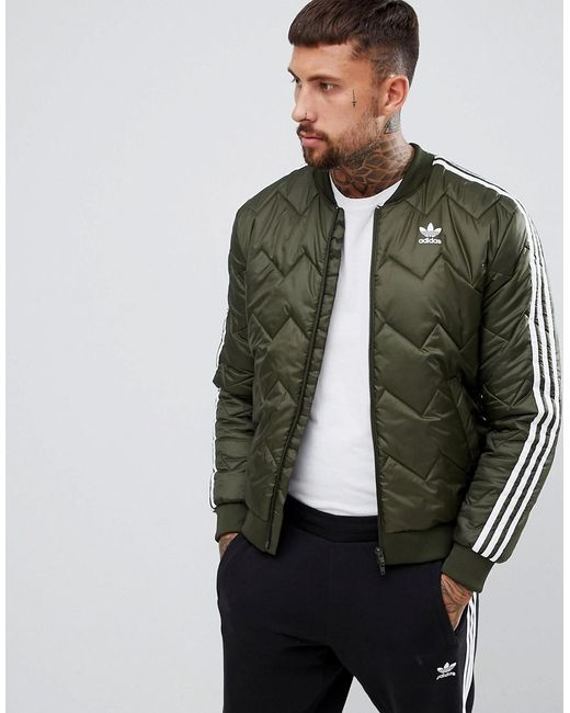 Adidas Originals Quilted Superstar Jacket In Green Dl8697 for men