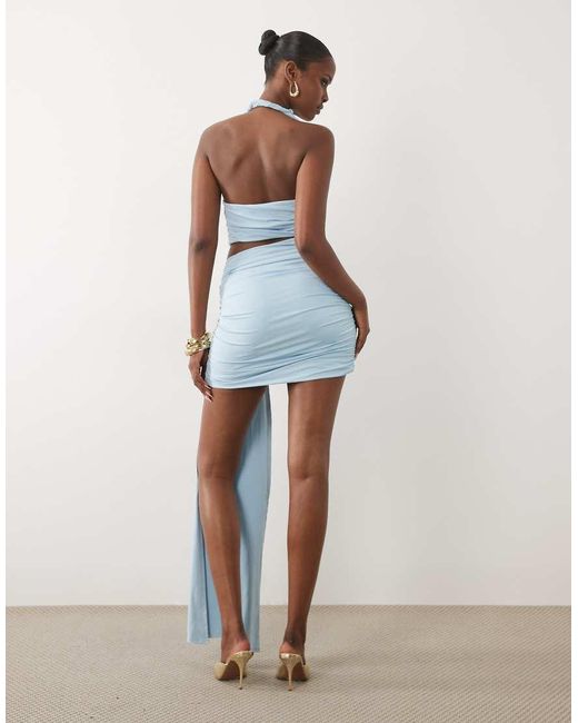 Murci Pink Twist Strap Metal Hardware Detail Cutout Drape Skirt Mini Dress