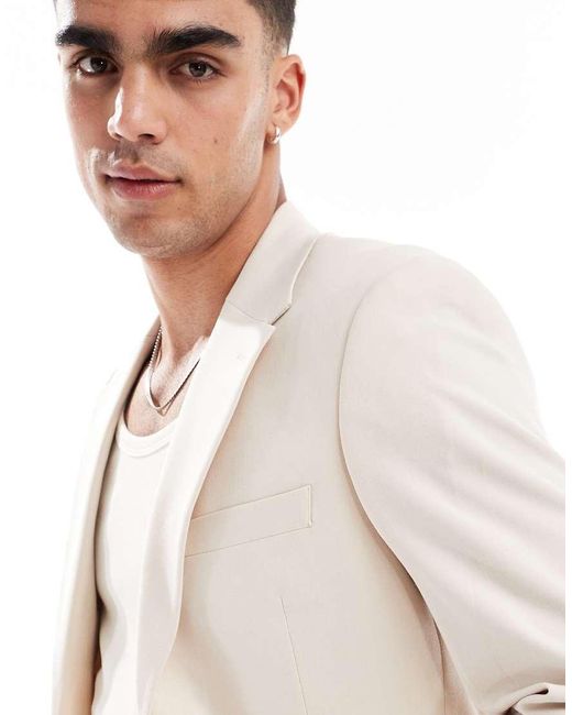 ASOS White Four Way Stretch Skinny Suit Jacket for men