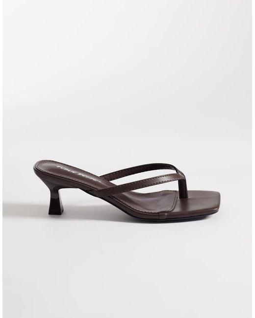 Public Desire Brown Everlast Kitten Heel Flip Flop Sandals