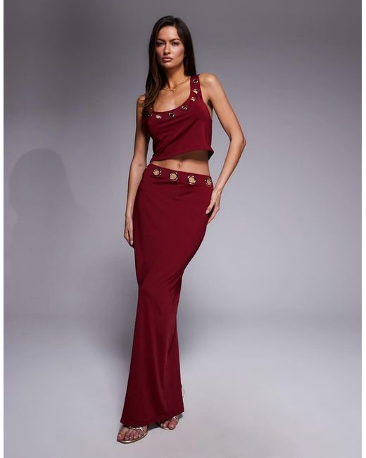 South Beach Red Crop Beach Top With Eyelet Detail