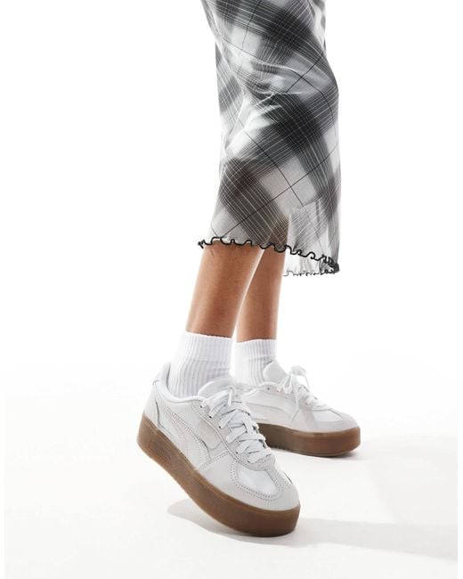 PUMA White Palermo Elevata Platform Sneakers