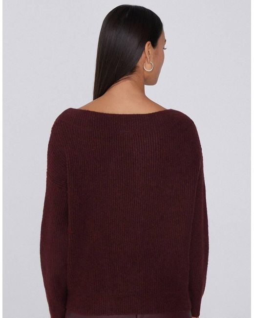 Tezenis Red Long Sleeve Boat Neck Ribbed Jumper