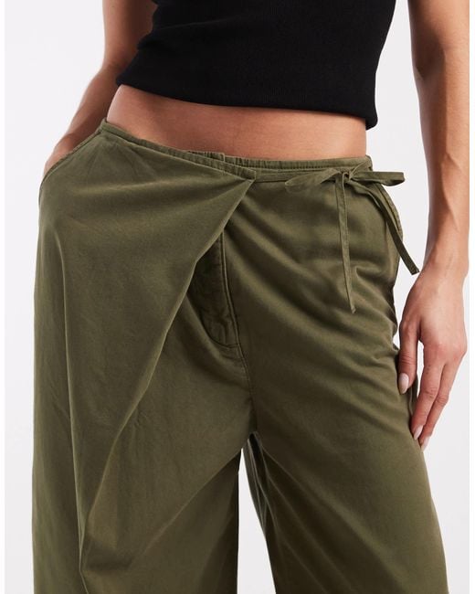 ASOS Green Wrap Front Wide Leg Trouser