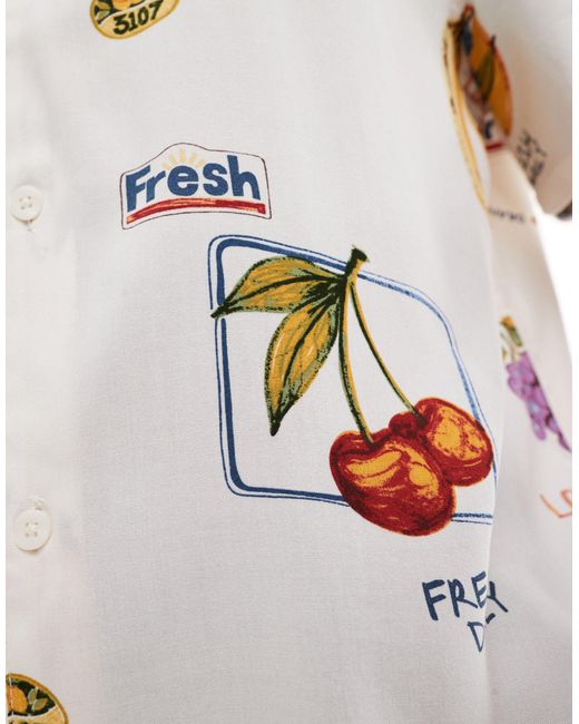 Hollister – thrifted – kurzärmliges viskose-hemd in White für Herren
