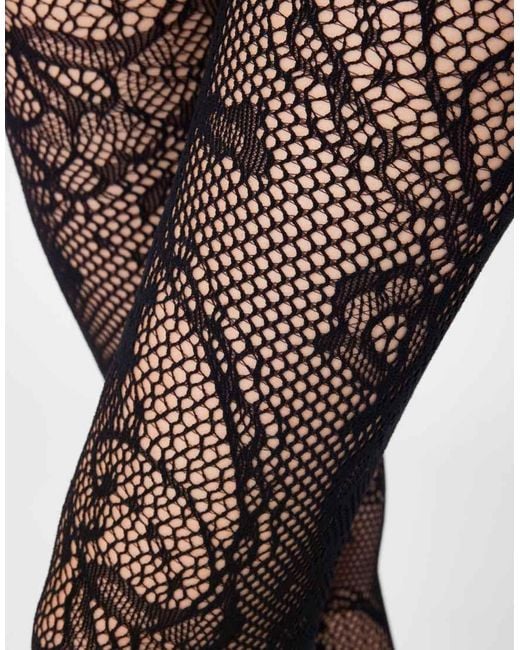Calzedonia Black Liberty Floral Fishnet Tights