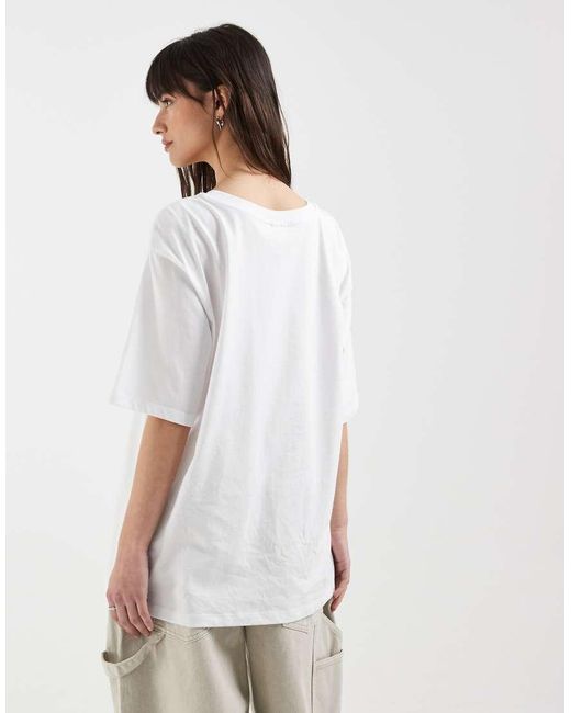 ONLY White Oversized T-shirt With Seafood Print