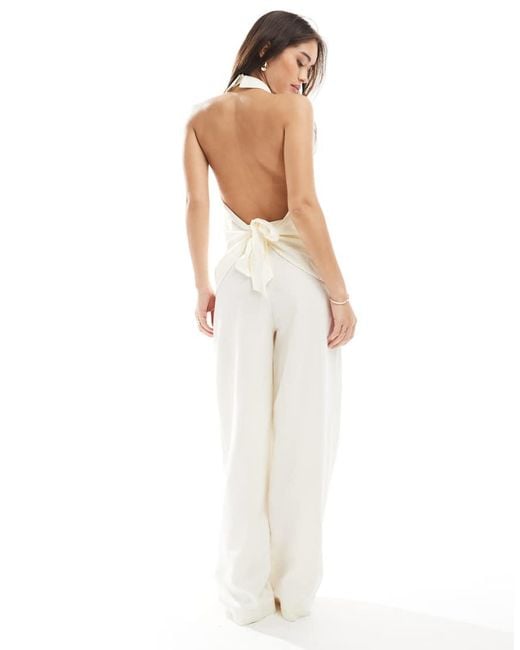Pantalones De Talle Bajo De Mezcla De Lino De (Parte De Un Conjunto)-Blanco ASOS de color White