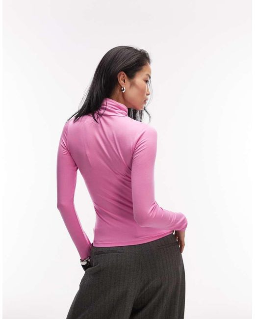 ASOS Pink Peached Feel Roll Neck Second Skin Top