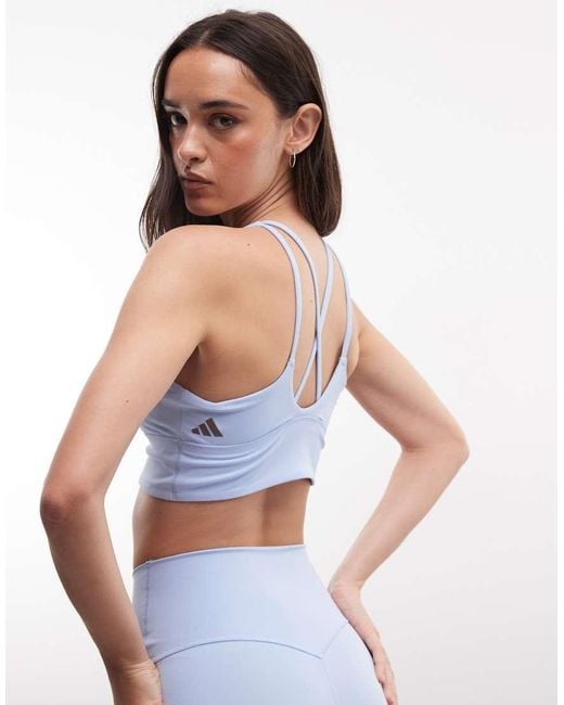 Adidas Originals White Three Stripes Studios Mid Support Sports Bra