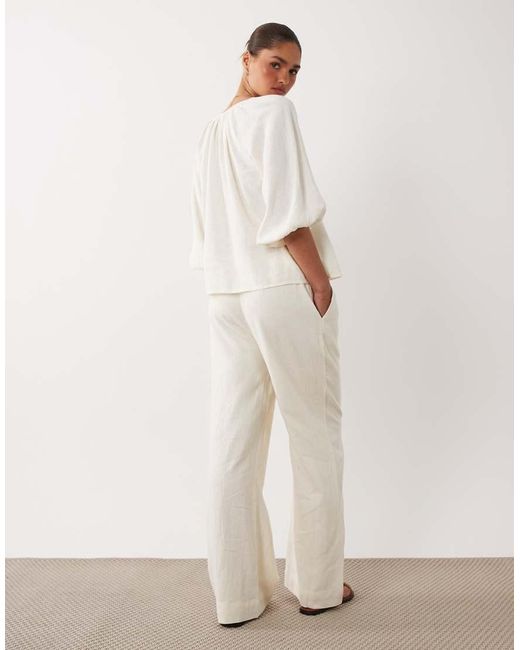 Nobody's Child Natural Fosse Linen Rich Drawstring Wide Leg Pants