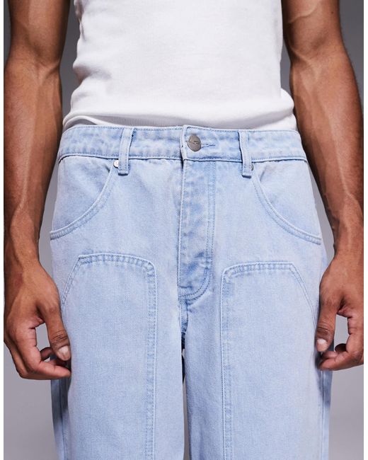 Liquor N Poker Blue baggy Carpenter Jeans for men