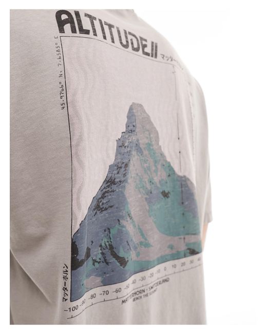 T-shirt oversize épais avec imprimé nature au dos - gris délavé ASOS pour homme en coloris Gray