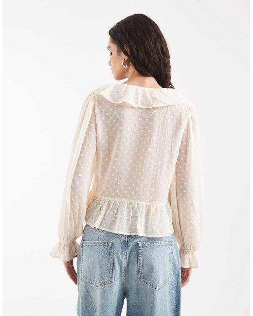 ONLY Natural Frill Details Textured Blouse