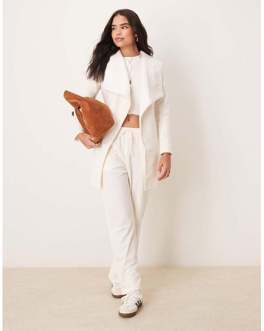 Vila White Waterfall Belted Coat