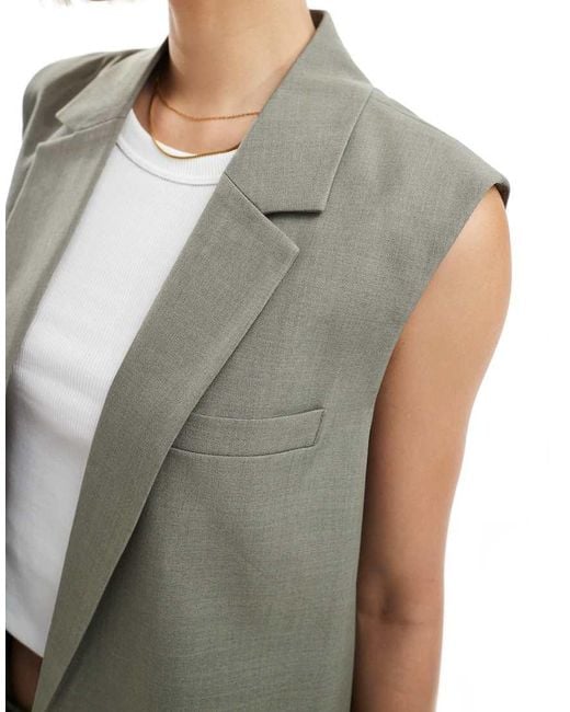 ONLY Green Longline Open Waistcoat Co-Ord