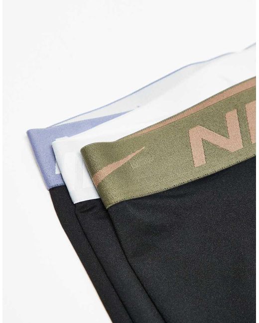 Pack De 3 Calzoncillos Negros Con Cinturillas En Contraste Dri-Fit Essential Microfibre De Nike de hombre de color Black