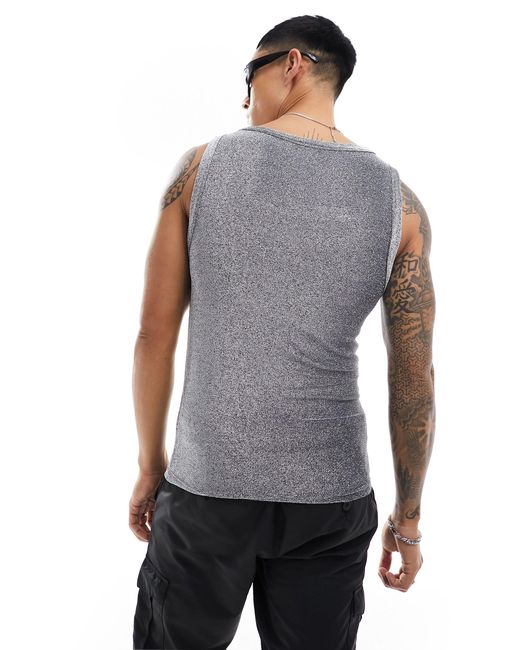 ASOS Gray Muscle Fit Square Neck Vest for men