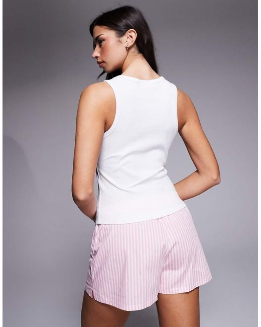 Juicy Couture White Dog Crest Logo Pyjama Vest And Shorts Set