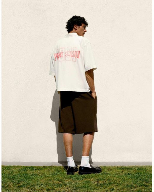 Pull&Bear – elegante bermudashorts in Natural für Herren