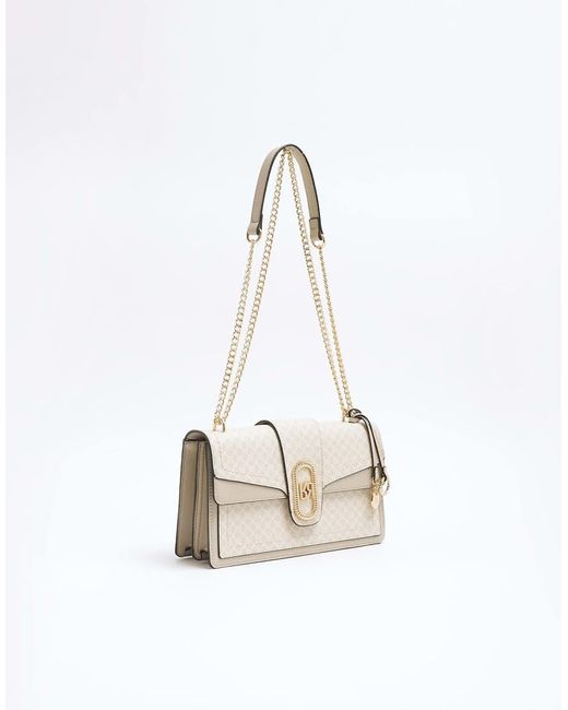 River Island White Monogram Shoulder Bag