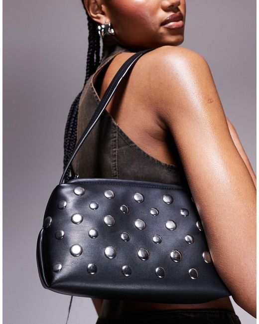 ASOS Black Shoulder Bag With Mixed Stud Detail
