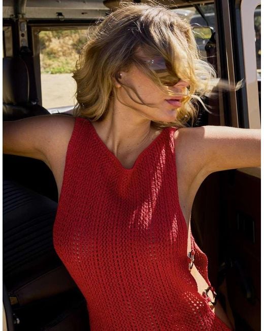 NA-KD Red X Audrey Afonso Crochet Knitted Mini Dress