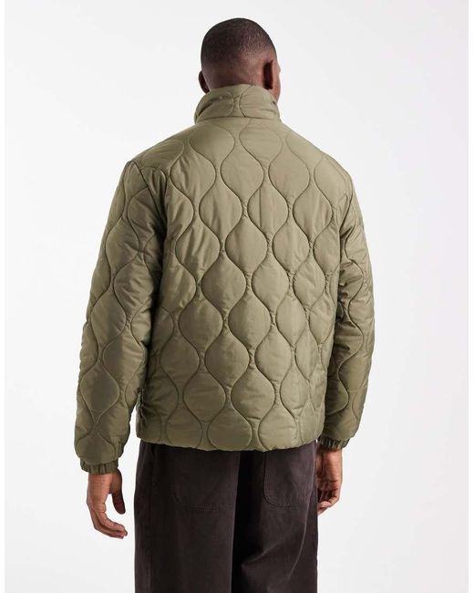 New Look Green Quilted Puffer Jacket for men