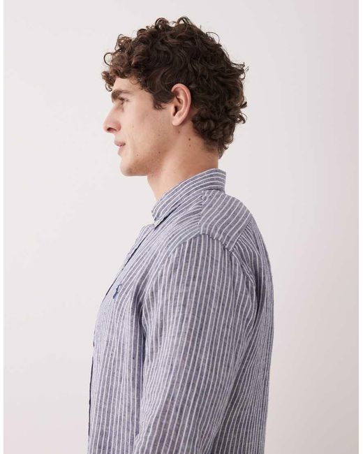 Polo Ralph Lauren Purple Icon Logo Striped Linen Shirt for men