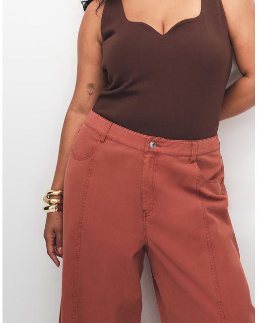 ASOS Red Asos Design Curve Barrel Trousers With Washed Effect