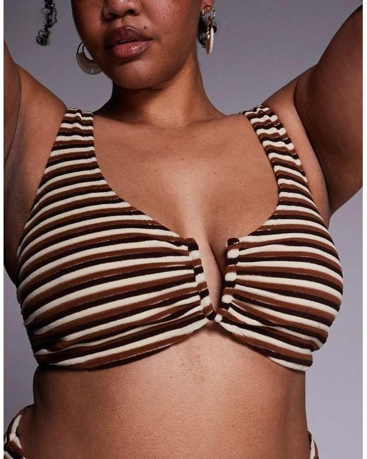 ASOS Black Asos Design Curve Tori Towelling Nissi V-Wire Bikini Top