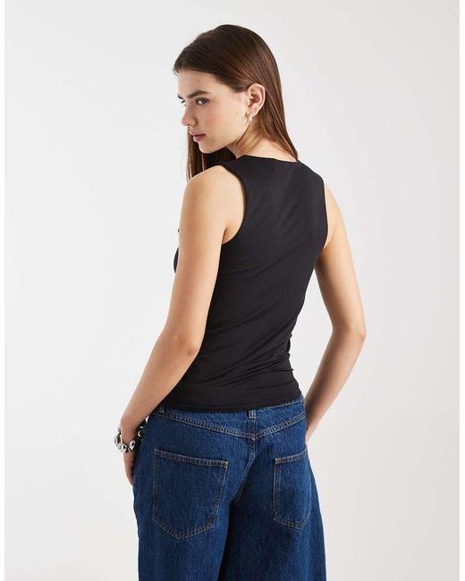 ASOS Black Double Layer Long Racer Vest