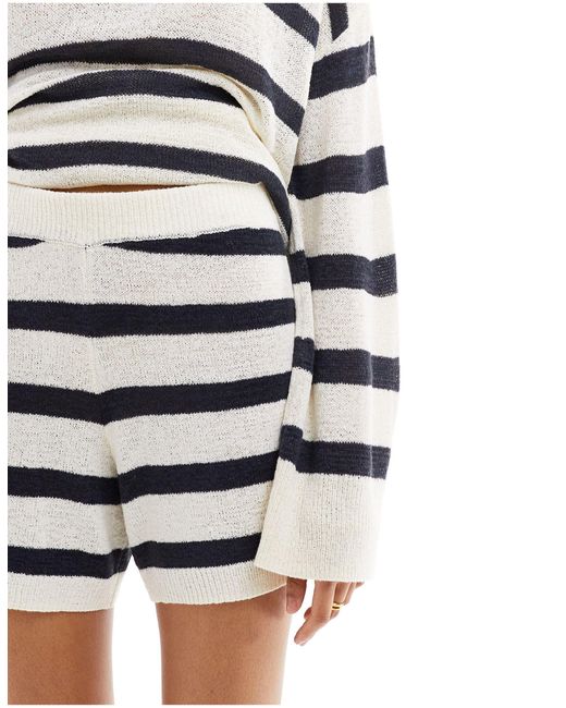 Pretty Lavish White Stripe Knit Shorts Co-ord