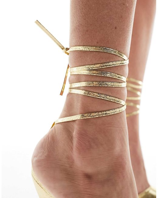 Public Desire White Ronnie Pointed Heeled Sandal With Ankle Tie