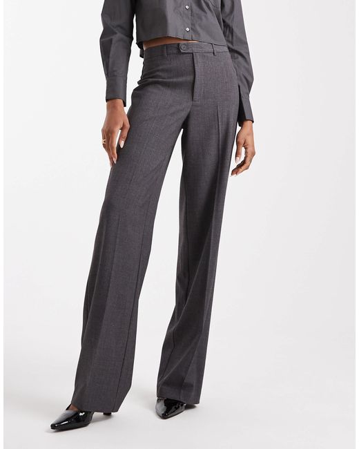 Vero Moda Gray Straight Smart Trouser With Crease Front