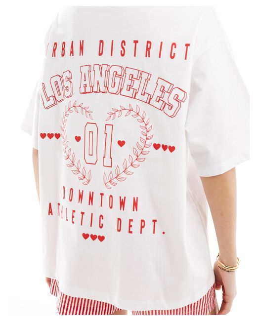ASOS White Oversized T-shirt With Urban District La Graphic