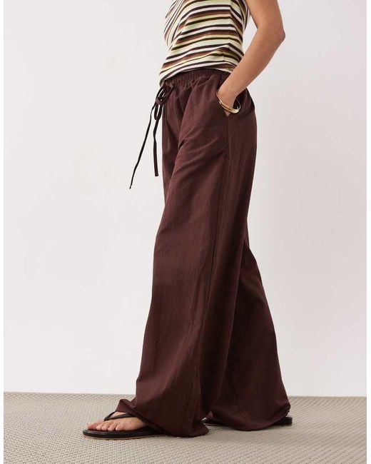 Miss Selfridge White Linen Blend Wide Leg Trouser