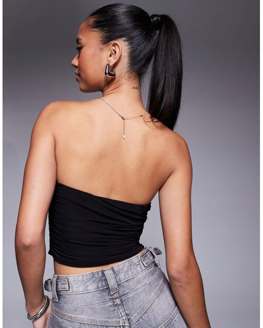 Top bandeau froncé à découpe et détails dorés ASOS en coloris Black