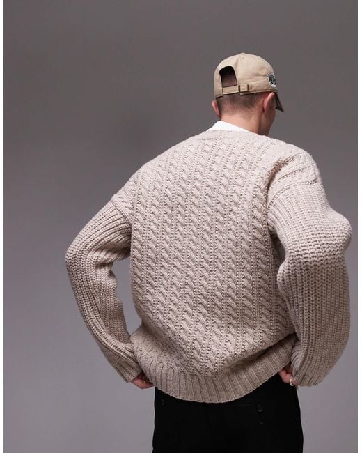 ARKET Gray Wool Cable Knit Jumper for men